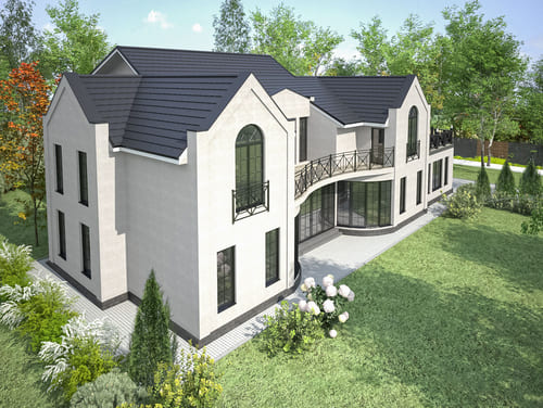 дом с высокой крышей в анлийском стиле проект Москва