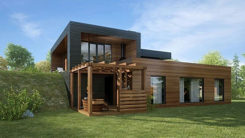 Онегино проект роскошной бани 210м2 в двух уровнях с панормаными окнами